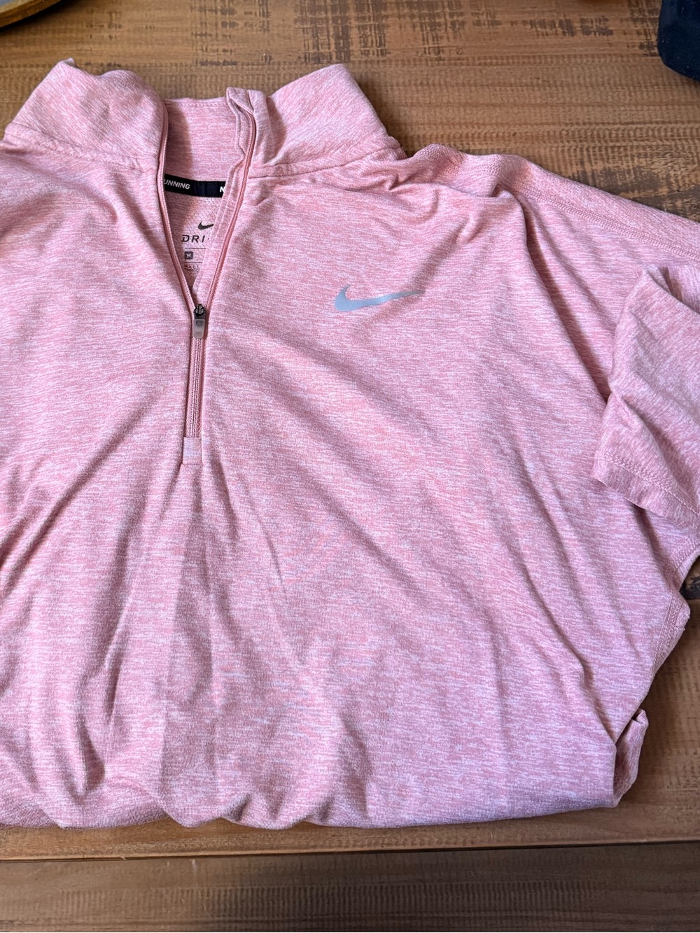 Nike Light Pink Heather Quarter-Zip Cowl Neck Pullover